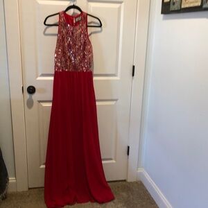 Elegant Red Sequin Gown